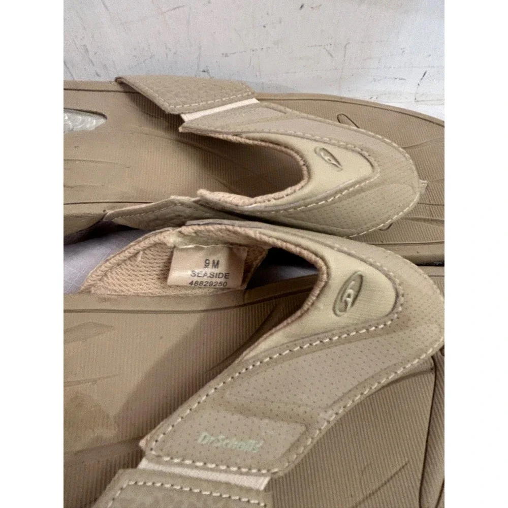 Dr. Scholls Seaside Flip Flops 9M Tan Massaging Gel Comfort Sandals Womens